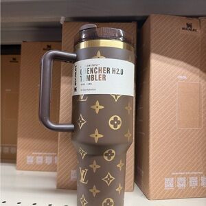 Stanley Brown Tumbler with Gold Motifs